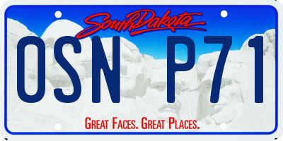 SD license plate 0SNP71