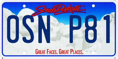 SD license plate 0SNP81