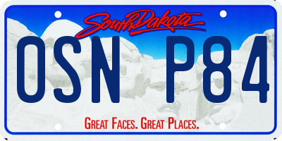 SD license plate 0SNP84