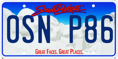 SD license plate 0SNP86