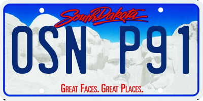 SD license plate 0SNP91