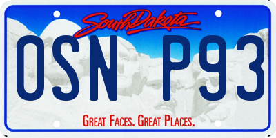 SD license plate 0SNP93