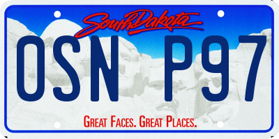 SD license plate 0SNP97