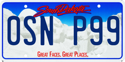 SD license plate 0SNP99