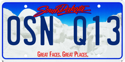 SD license plate 0SNQ13