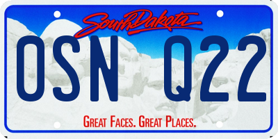 SD license plate 0SNQ22