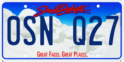 SD license plate 0SNQ27