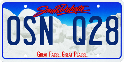 SD license plate 0SNQ28
