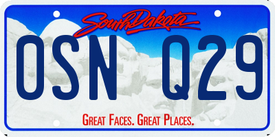 SD license plate 0SNQ29