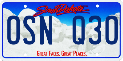 SD license plate 0SNQ30