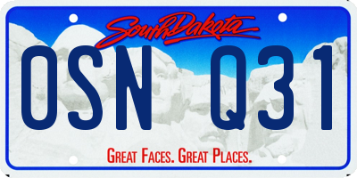 SD license plate 0SNQ31