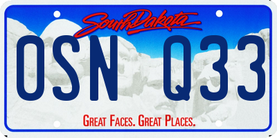 SD license plate 0SNQ33