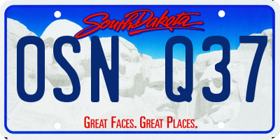 SD license plate 0SNQ37