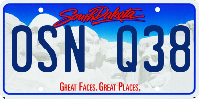 SD license plate 0SNQ38