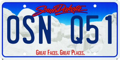SD license plate 0SNQ51