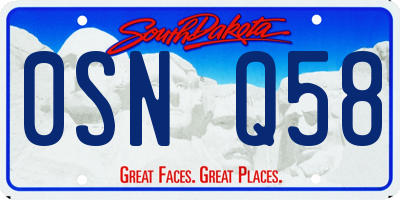 SD license plate 0SNQ58