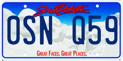 SD license plate 0SNQ59