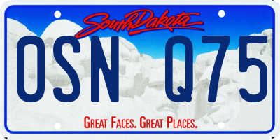 SD license plate 0SNQ75