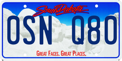 SD license plate 0SNQ80