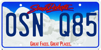 SD license plate 0SNQ85