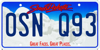 SD license plate 0SNQ93