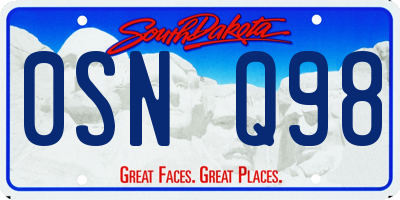 SD license plate 0SNQ98