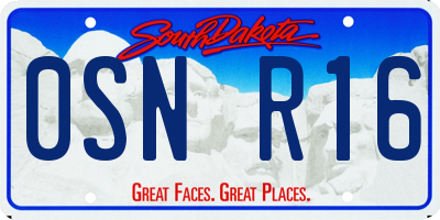 SD license plate 0SNR16