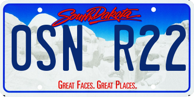 SD license plate 0SNR22