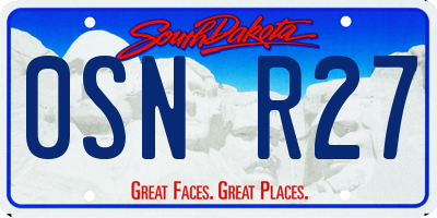 SD license plate 0SNR27
