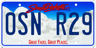 SD license plate 0SNR29