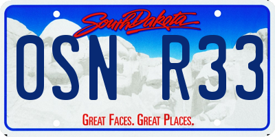 SD license plate 0SNR33