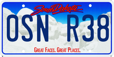 SD license plate 0SNR38