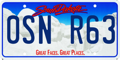 SD license plate 0SNR63