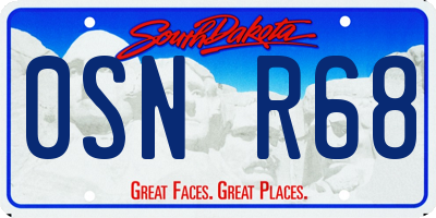 SD license plate 0SNR68