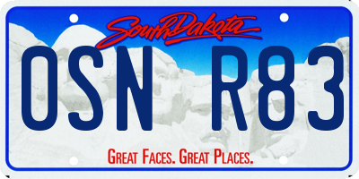 SD license plate 0SNR83