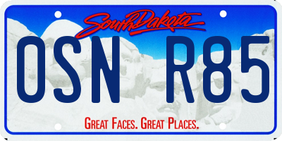 SD license plate 0SNR85