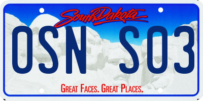 SD license plate 0SNS03
