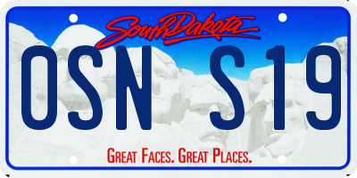 SD license plate 0SNS19