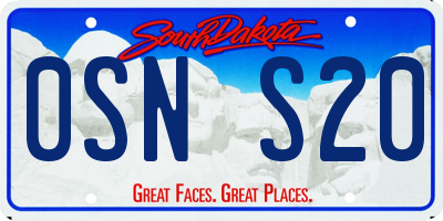 SD license plate 0SNS20