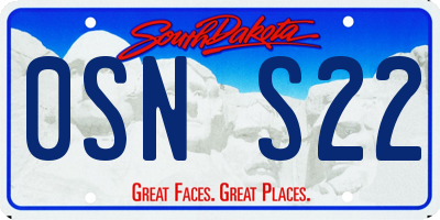 SD license plate 0SNS22