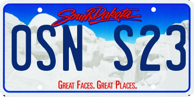 SD license plate 0SNS23