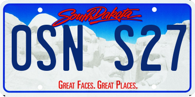SD license plate 0SNS27