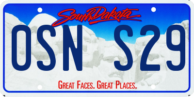 SD license plate 0SNS29