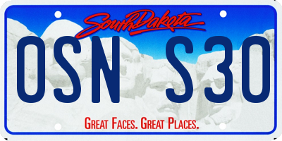 SD license plate 0SNS30