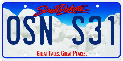SD license plate 0SNS31