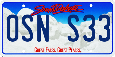 SD license plate 0SNS33
