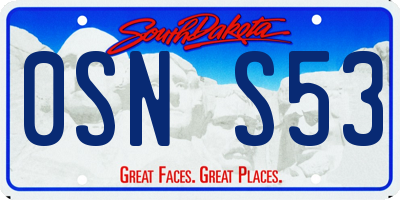 SD license plate 0SNS53