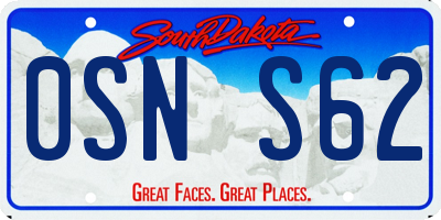 SD license plate 0SNS62