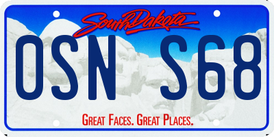 SD license plate 0SNS68