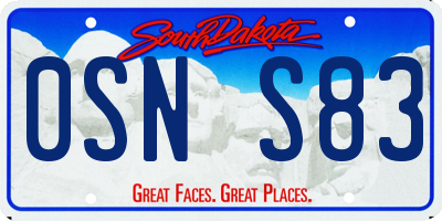 SD license plate 0SNS83